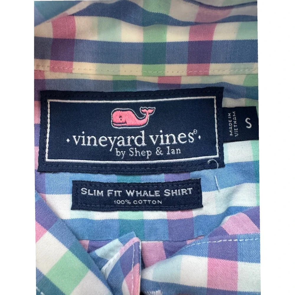 Vineyard Vines‎ Mens Slim Fit Whale Shirt Button Down Plaid Blue S